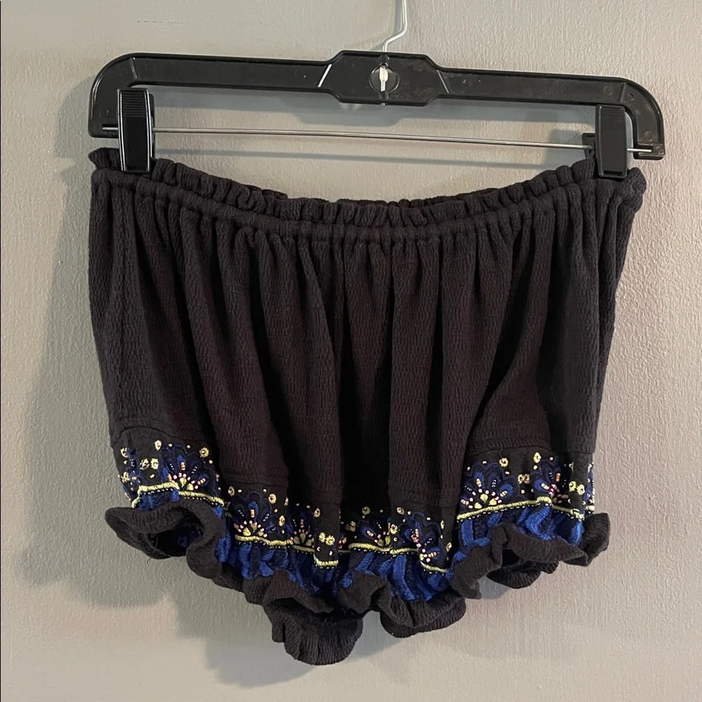 Free People No More Tiers Embroidered Beaded Tube Top in Black Size Small - Picture 5 of 10